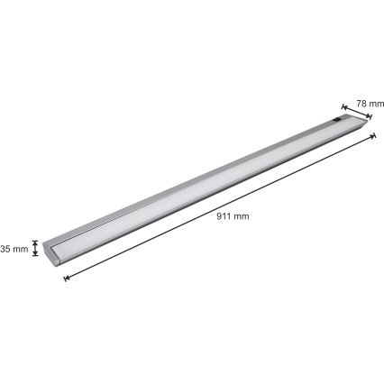 Lámpara LED debajo del gabinete LED/15W/230V plata