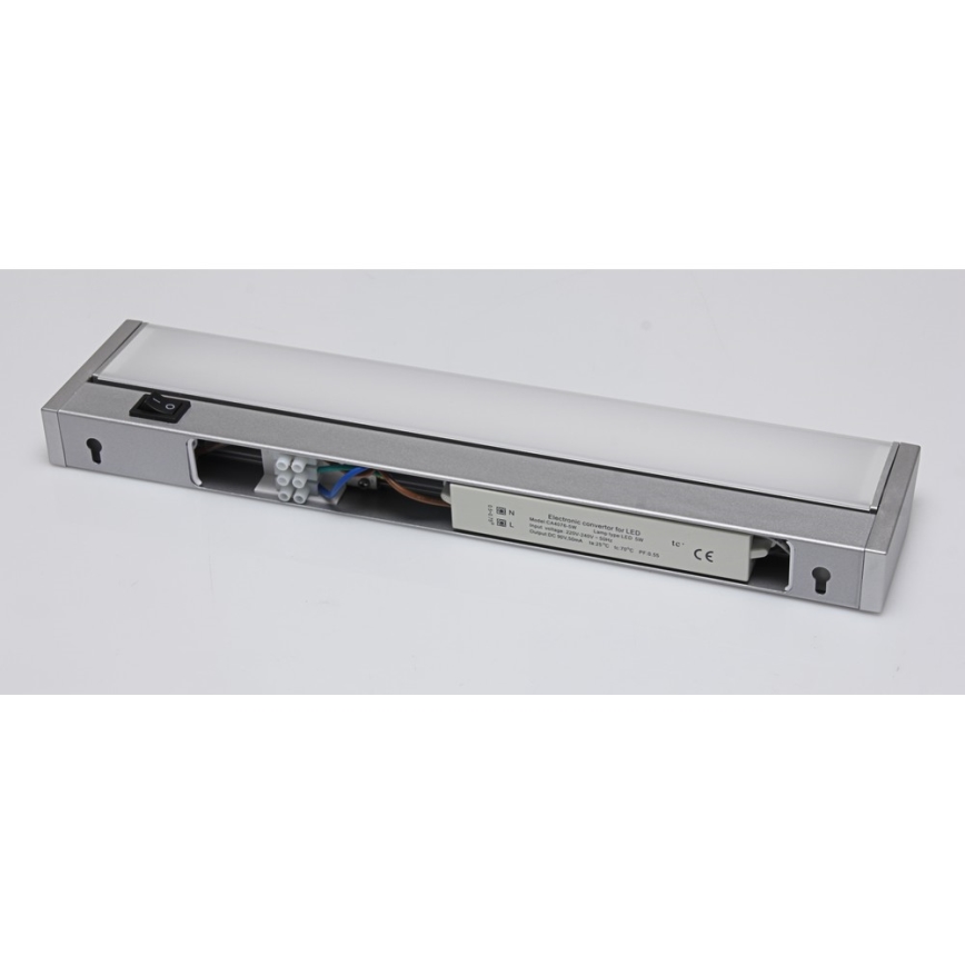 Lámpara LED debajo del gabinete LED/5W/230V plata