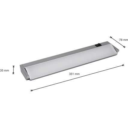 Lámpara LED debajo del gabinete LED/5W/230V plata