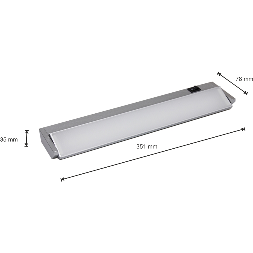 Lámpara LED debajo del gabinete LED/5W/230V plata