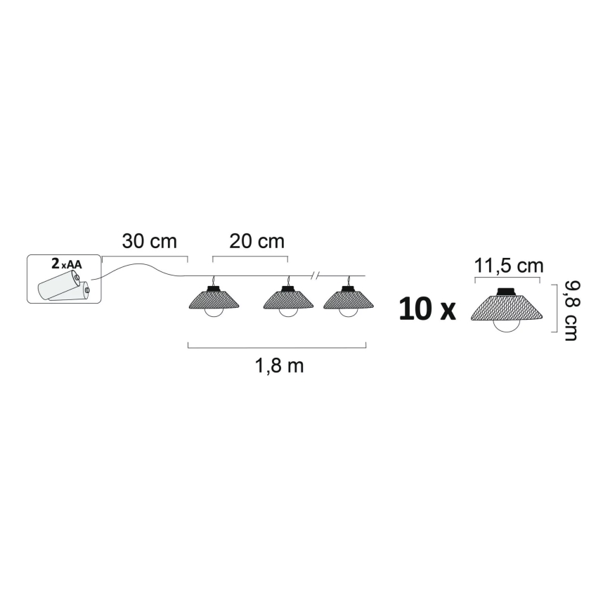 Lámpara LED decorativa ASTRA 10xLED/2xAA