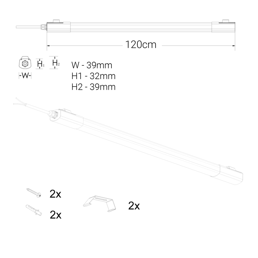 Lámpara LED para bajo mueble de cocina LED/36W/230V 4000K 120 cm negro