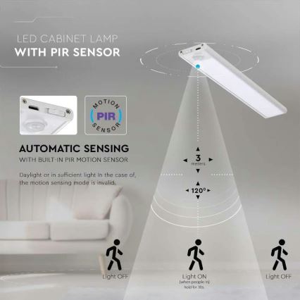 Lámpara LED para debajo de muebles de cocina con sensor LED/1,5W/5V 3000K 1500 mAh