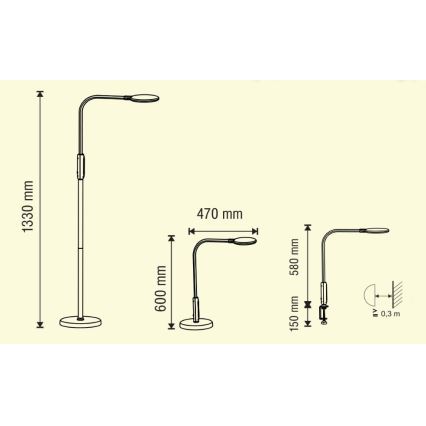 Lámpara LED táctil regulable 3en1 LED/12W/230V blanco CRI 90 + control remoto