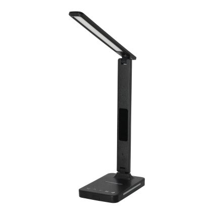 Lámpara de mesa LED regulable con cargador inalámbrico QI, mostrar y Puerto USB LED/7W/230V 3000-6000K negro