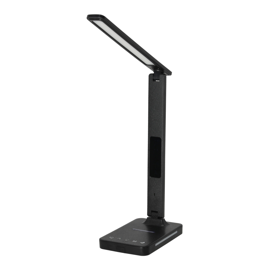 Lámpara de mesa LED regulable con cargador inalámbrico QI, mostrar y Puerto USB LED/7W/230V 3000-6000K negro