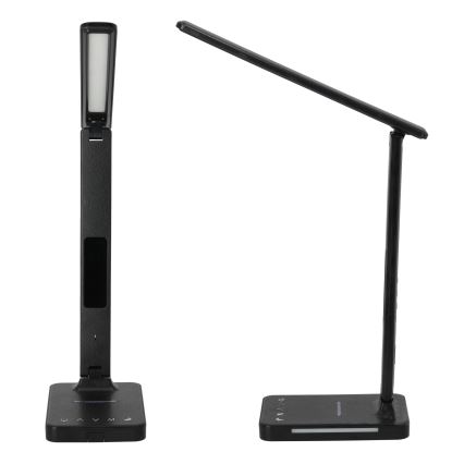Lámpara de mesa LED regulable con cargador inalámbrico QI, mostrar y Puerto USB LED/7W/230V 3000-6000K negro