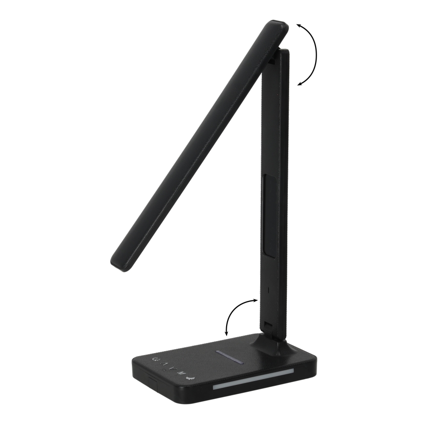 Lámpara de mesa LED regulable con cargador inalámbrico QI, mostrar y Puerto USB LED/7W/230V 3000-6000K negro