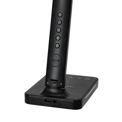 Lámpara de mesa LED regulable con cargador inalámbrico QI, mostrar y Puerto USB LED/7W/230V 3000-6000K negro