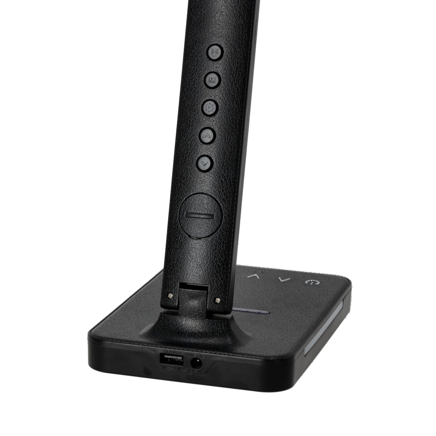 Lámpara de mesa LED regulable con cargador inalámbrico QI, mostrar y Puerto USB LED/7W/230V 3000-6000K negro