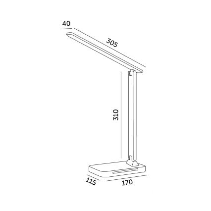 Lámpara de mesa LED regulable con cargador inalámbrico QI, mostrar y Puerto USB LED/7W/230V 3000-6000K negro