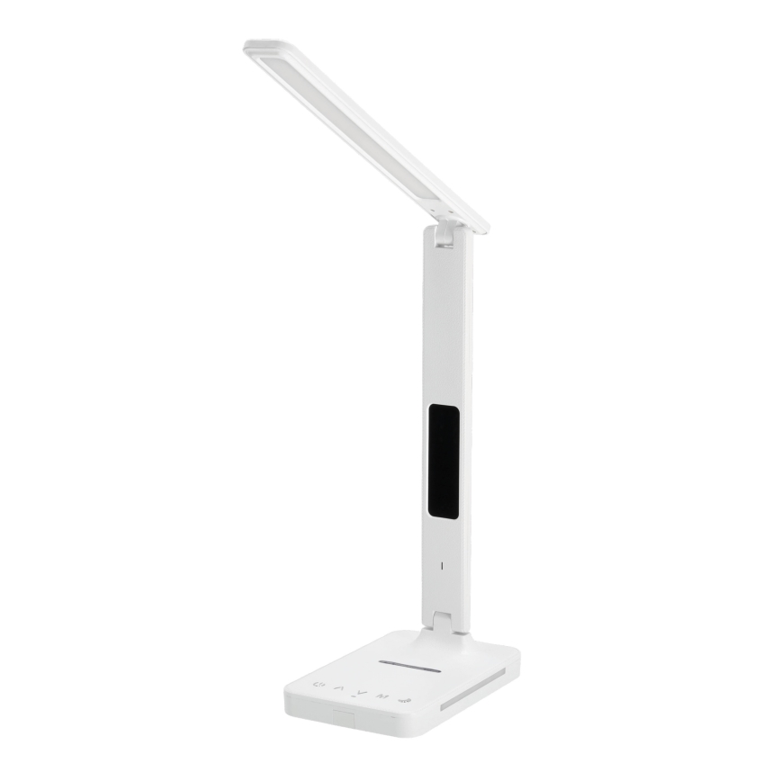 Lámpara de mesa LED regulable con cargador inalámbrico QI, mostrar y Puerto USB LED/7W/230V 3000-6000K blanco
