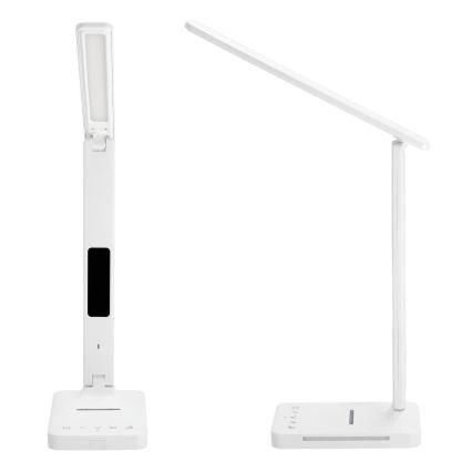 Lámpara de mesa LED regulable con cargador inalámbrico QI, mostrar y Puerto USB LED/7W/230V 3000-6000K blanco