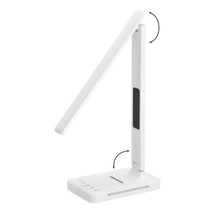 Lámpara de mesa LED regulable con cargador inalámbrico QI, mostrar y Puerto USB LED/7W/230V 3000-6000K blanco