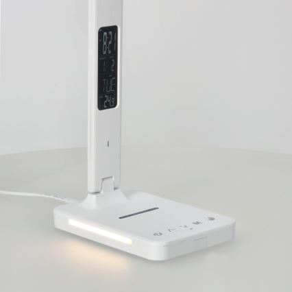Lámpara de mesa LED regulable con cargador inalámbrico QI, mostrar y Puerto USB LED/7W/230V 3000-6000K blanco