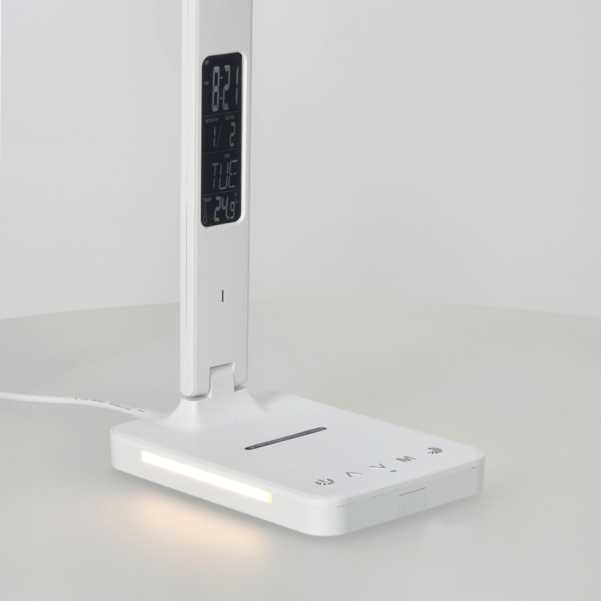 Lámpara de mesa LED regulable con cargador inalámbrico QI, mostrar y Puerto USB LED/7W/230V 3000-6000K blanco