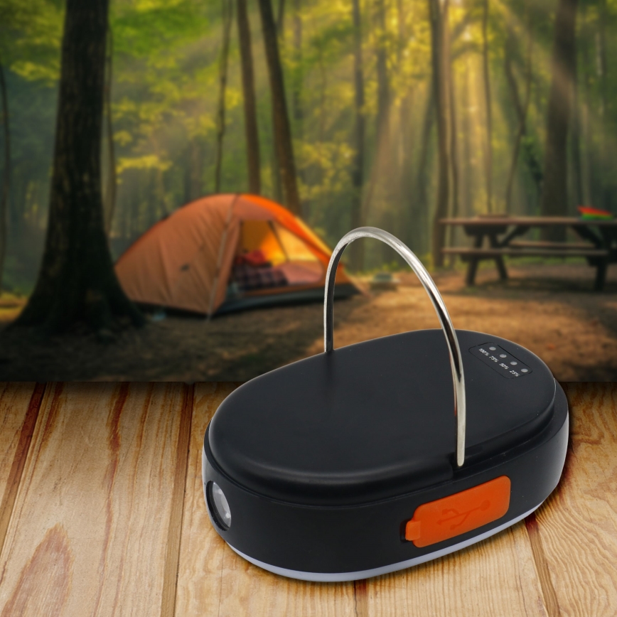Lámpara LED recargable y regulable con función de power bank K4 LED/1W/5V 3000-6500K IPX4 4000 mAh negro