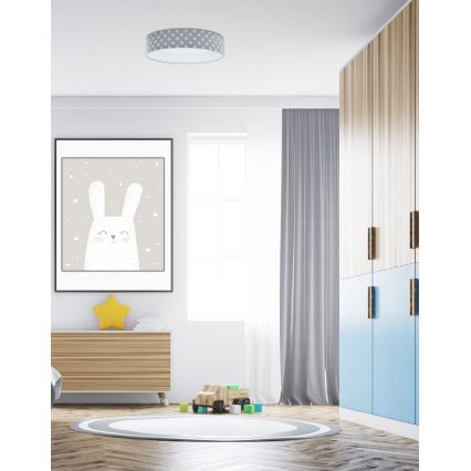 Plafón infantil LED regulable SMART GALAXY KIDS LED/24W/230V 3000-6500K estrellas gris/blanco + mando a distancia