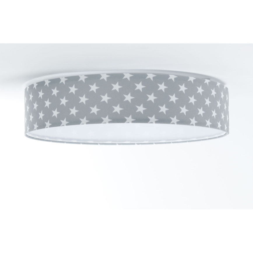 Plafón infantil LED regulable SMART GALAXY KIDS LED/24W/230V 3000-6500K estrellas gris/blanco + mando a distancia