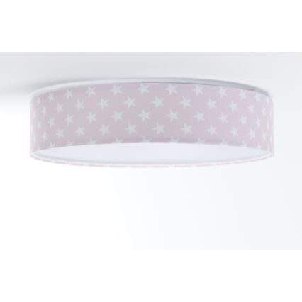 Plafón LED regulable para niños SMART GALAXY KIDS LED/24W/230V 3000-6500K estrellas rosa/blanco + mando a distancia