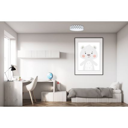 Plafón LED regulable para niños SMART GALAXY KIDS LED/24W/230V 3000-6500K puntos blanco/negro + mando a distancia