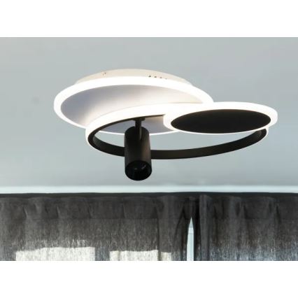 Plafón LED regulable LED/65W/230V 3000-6500K blanco/negro + control remoto