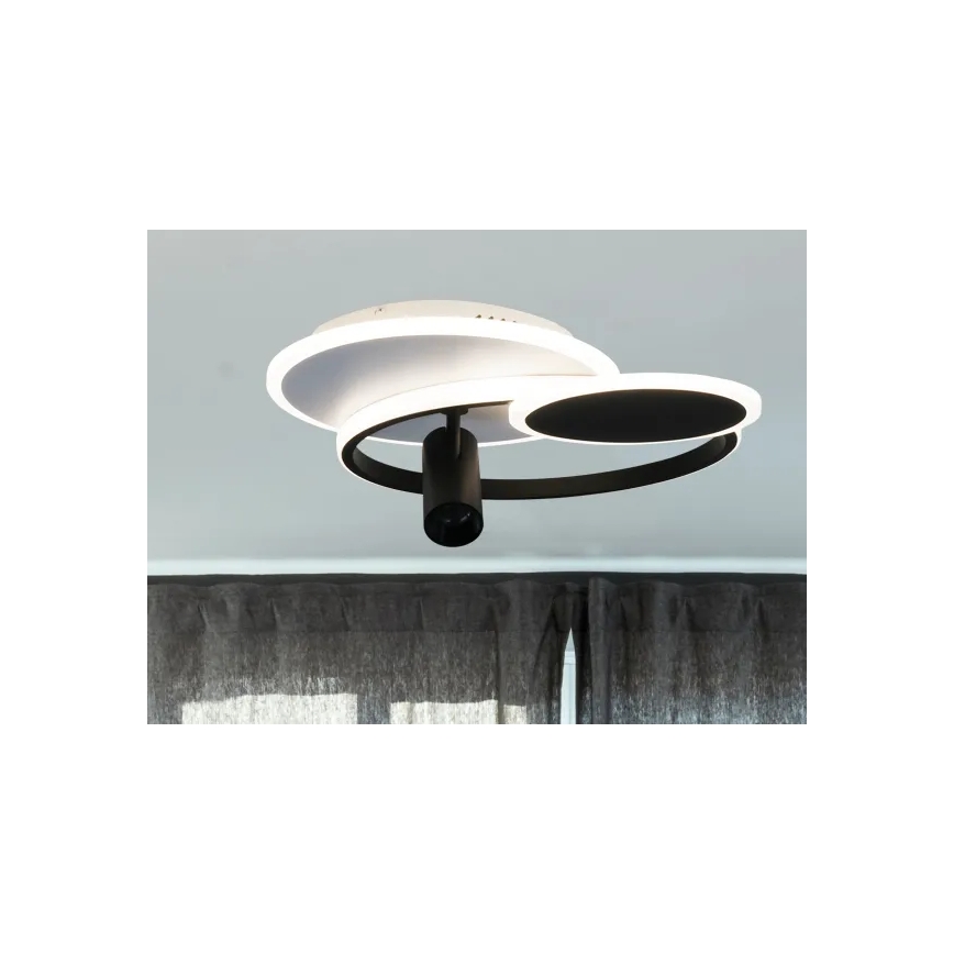 Plafón LED regulable LED/65W/230V 3000-6500K blanco/negro + control remoto