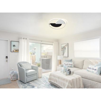 Plafón LED regulable LED/70W/230V 3000-6500K blanco/negro + control remoto