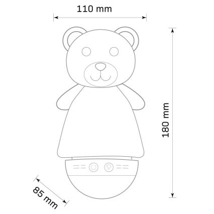 Lámpara LED RGB de noche para niños con melodía 3xAAA/5V oso