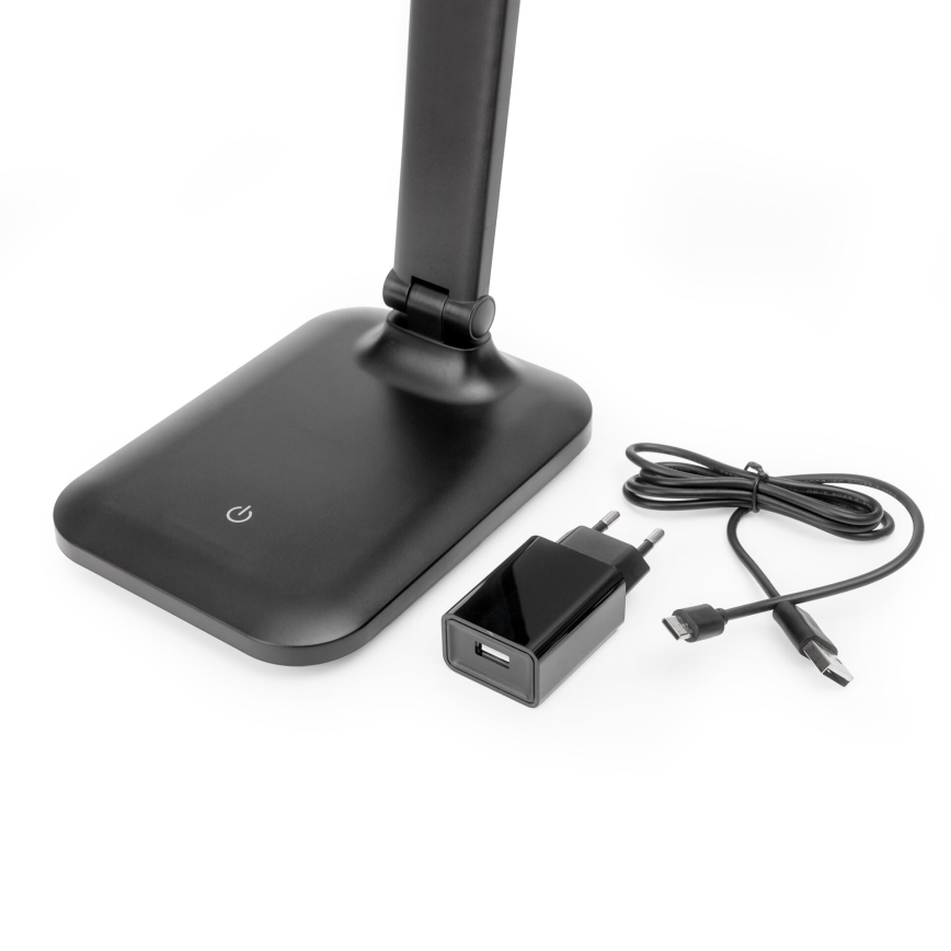 Lámpara LED táctil regulable con carga inalámbrica y puerto USB REMUS LED/5W/230V negro