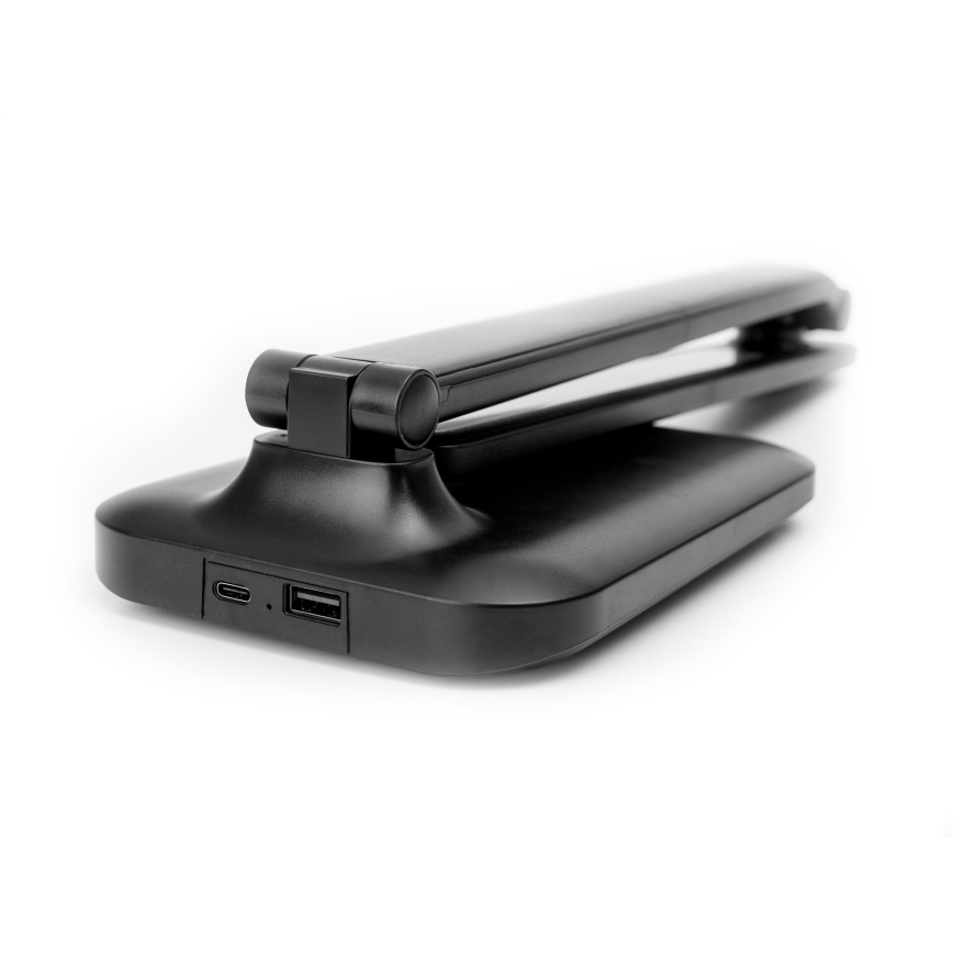 Lámpara LED táctil regulable con carga inalámbrica y puerto USB REMUS LED/5W/230V negro