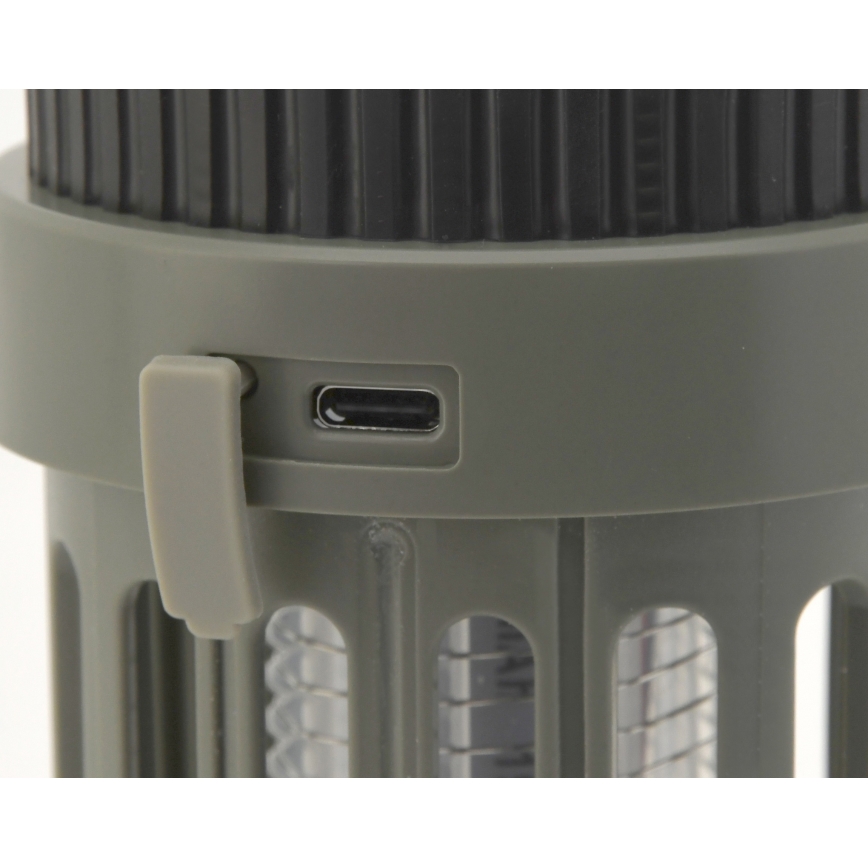 Lámpara portátil LED recargable con trampa para insectos LED/2W/1800mAh/3xAAA IPX4 verde