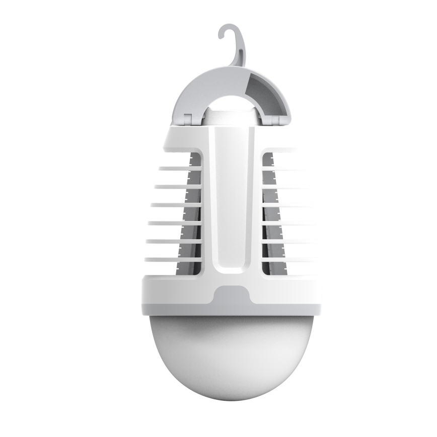 Lámpara recargable portátil LED con una trampa para insectos LED/5W/1800 mAh IPX4 blanco/gris