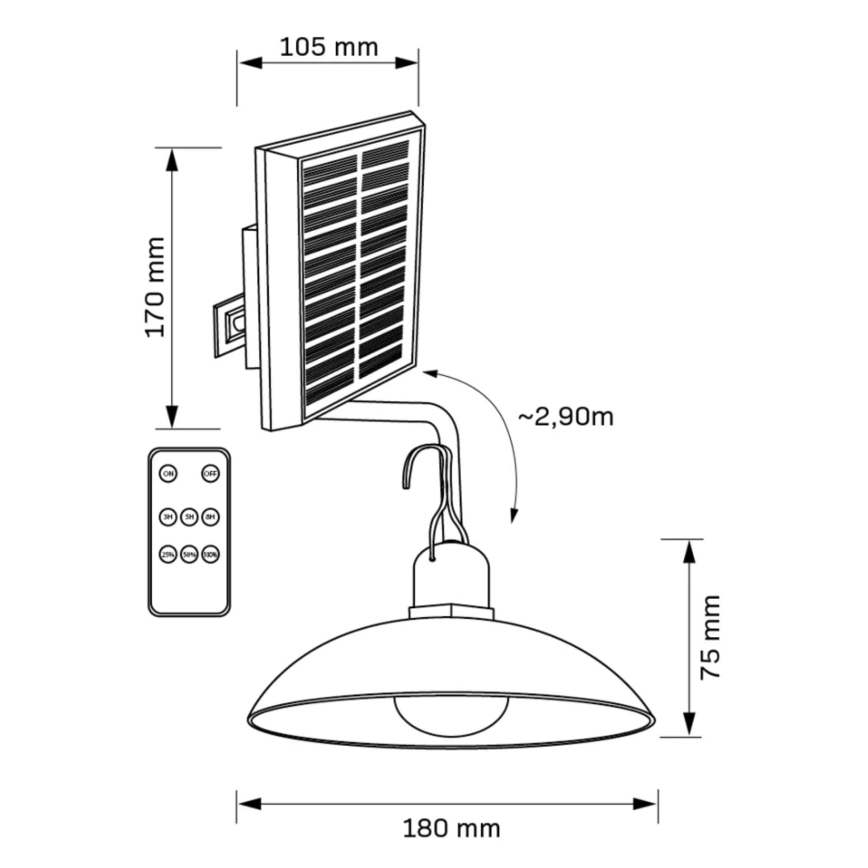 Lámpara solar LED CELINA LED/1,8W/3,7V 2400 mAh IP44 + control remoto
