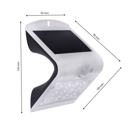 Lámpara solar LED com sensor de movimento LED/1,5W/1200 mAh 3,7V IP65