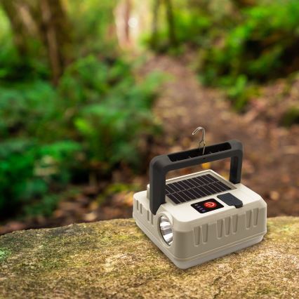 LED Regulable Recargable solar lámpara con función de power bank LED/1W/5,5V 8000K IPX4 1200 mAh gris