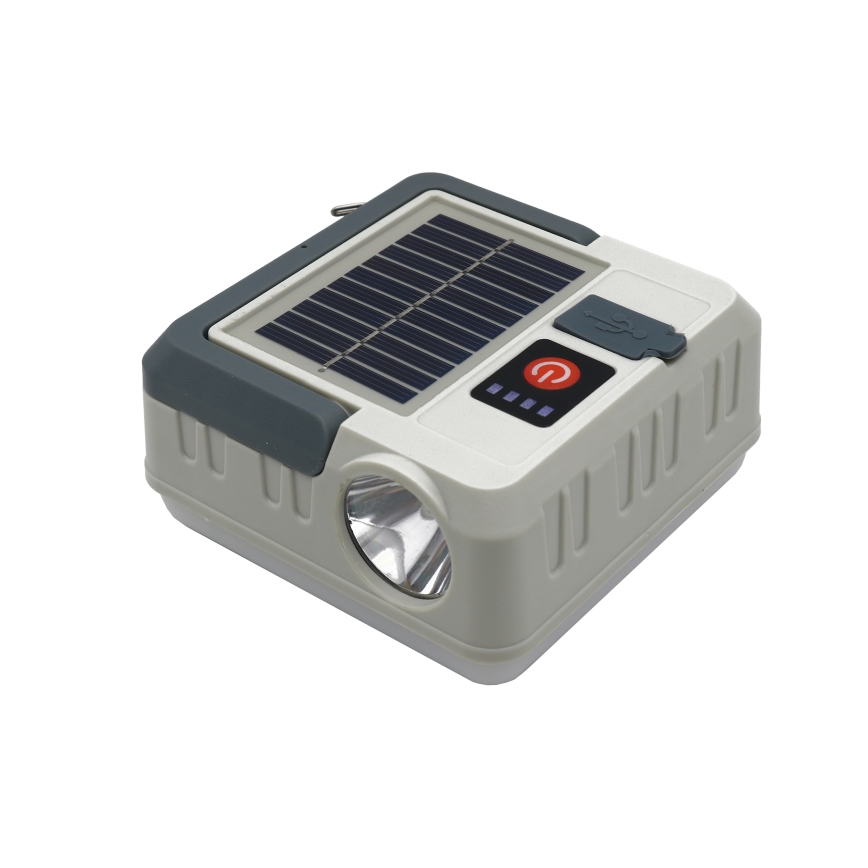 LED Regulable Recargable solar lámpara con función de power bank LED/1W/5,5V 8000K IPX4 1200 mAh gris