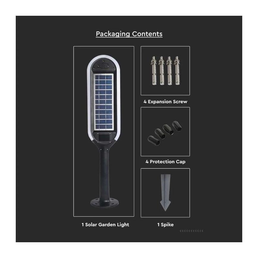 Lámpara solar LED con sensor BOLLARD LED/5W/5,5V IP65 4000K