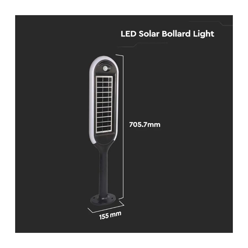 Lámpara solar LED con sensor BOLLARD LED/5W/5,5V IP65 4000K