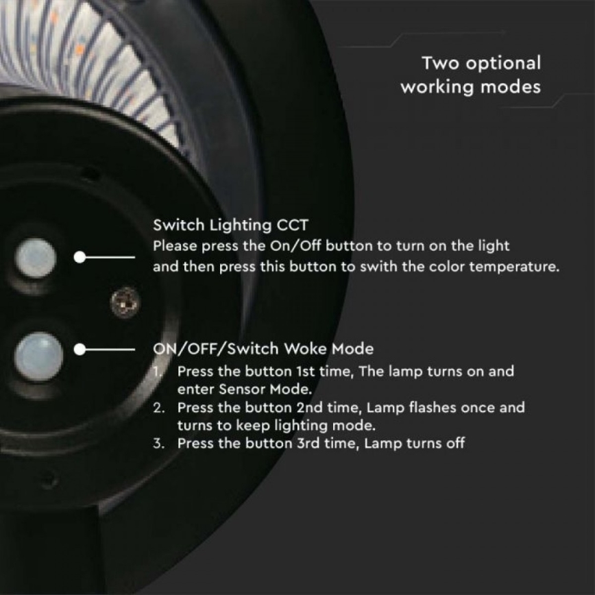 Lámpara solar LED con sensor LED/15W/3,2V 4000K/6000K IP65 6000 mAh