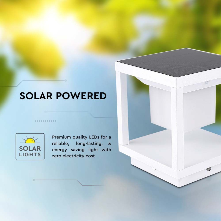 Lámpara solar LED con sensor LED/2W/5,5V 3000K IP65 2600 mAh blanco