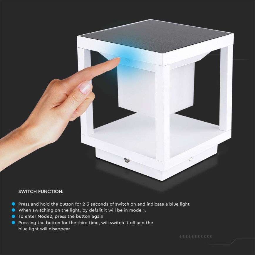 Lámpara solar LED con sensor LED/2W/5,5V 3000K IP65 2600 mAh blanco