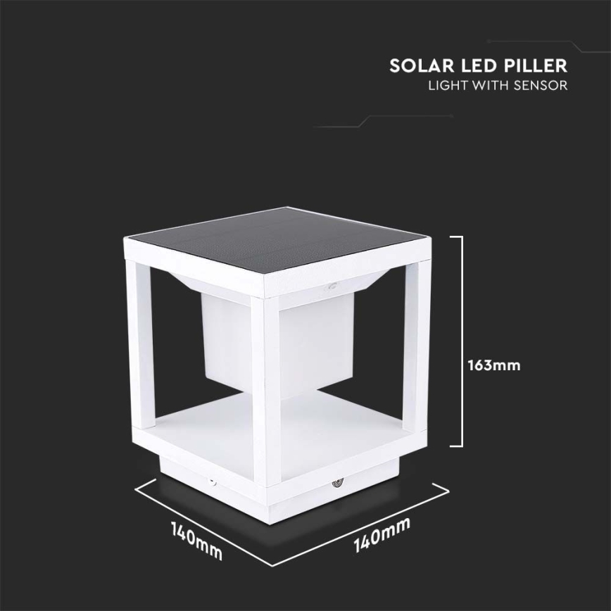 Lámpara solar LED con sensor LED/2W/5,5V 3000K IP65 2600 mAh blanco