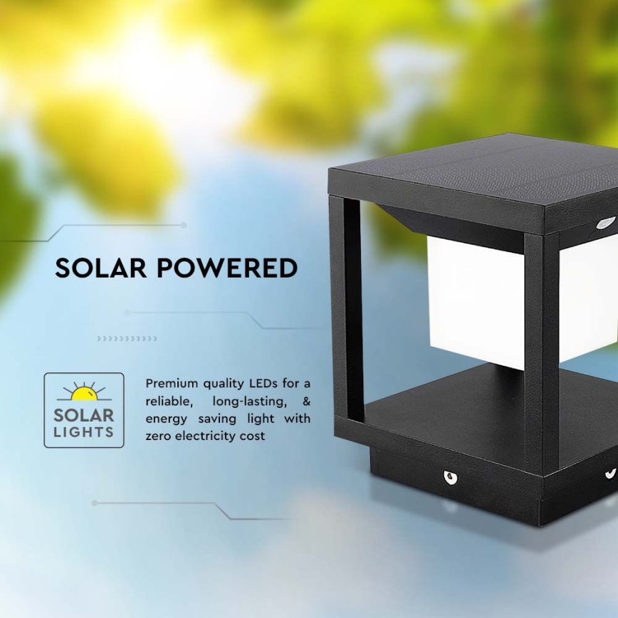 Lámpara solar LED con sensor LED/2W/5,5V 3000K IP65 2600 mAh negro