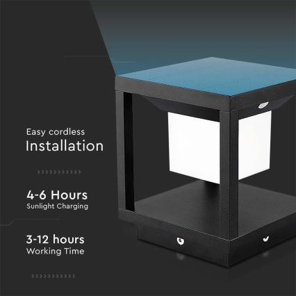 Lámpara solar LED con sensor LED/2W/5,5V 3000K IP65 2600 mAh negro