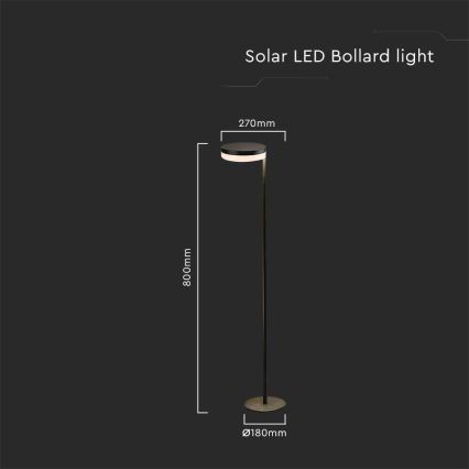 Lámpara solar LED de exterior LED/2W/3,7V 3000K IP54 negro