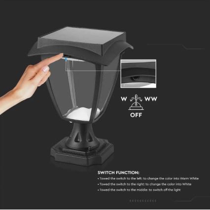 Lámpara solar LED LED/2W/3,7V 3000/6000K IP65