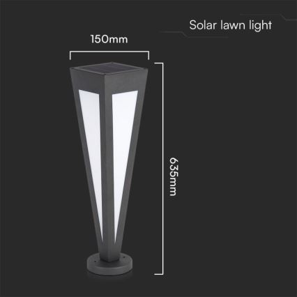 Lámpara solar LED LED/2W/3,7V IP65 3000K negro + control remoto