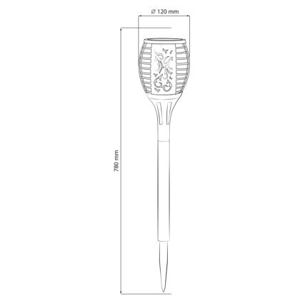 Lámpara solar LED para exteriores FUEGO BIG LED/1,2V 600 mAh IP44