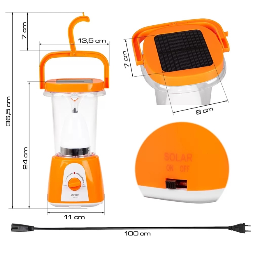 Lámpara solar recargable LED regulable con función power bank LED/230V 710 brillante 1600 mAh